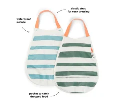 Done by Deer 2 Baberos Pull-Over Stripes Blue/Green^ Baberos