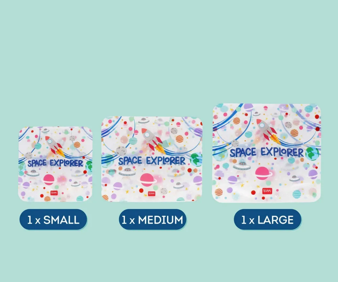 Legami 3 Bolsas Reutilizables para Aperitivos Space