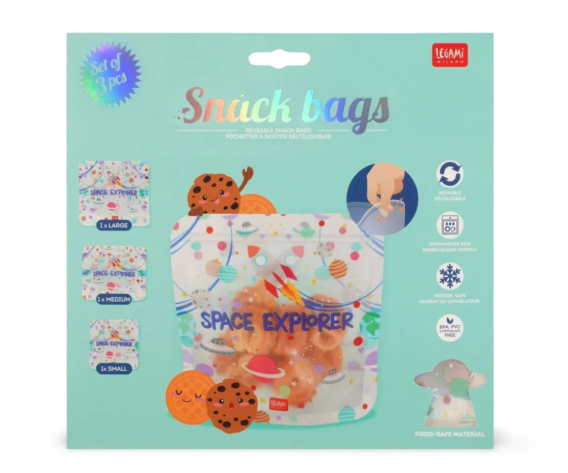 Legami 3 Bolsas Reutilizables para Aperitivos Space