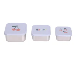 Lassig 3 Cajitas Almuerzo Acero Happy Fruits Cherry