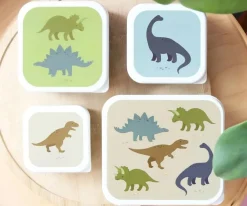 A Little Lovely Company 4 Cajitas Almuerzo y Snacks Dinosaurios^ Fiambreras Infantiles