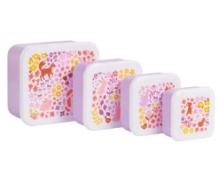 A Little Lovely Company 4 Cajitas Almuerzo y Snacks Flowers Garden^ Fiambreras Infantiles