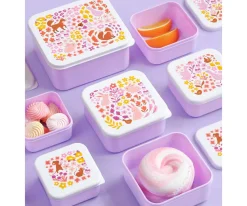 A Little Lovely Company 4 Cajitas Almuerzo y Snacks Flowers Garden^ Fiambreras Infantiles