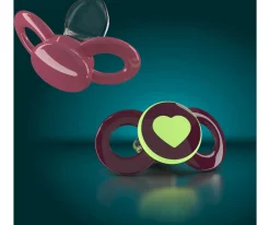 Dentistar 2 Chupetes Anatómicos Day & Night Pink Garnet Heart^ Chupetes Con Diseños