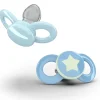 Dentistar 2 Chupetes Anatómicos Day & Night Azul y azul con estrella^ Chupetes Con Diseños