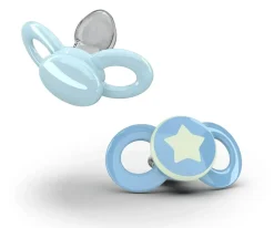 Dentistar 2 Chupetes Anatómicos Day & Night Azul y azul con estrella^ Chupetes Con Diseños