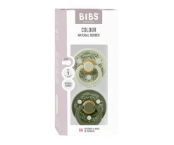 BIBS 2 Chupetes Colour Round Holiday Leaf Sage/Hunter Green^ Chupetes Con Diseños