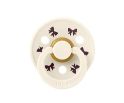 BIBS 2 Chupetes Colour Round Holiday Bow Ivory/Plum^ Chupetes Con Diseños