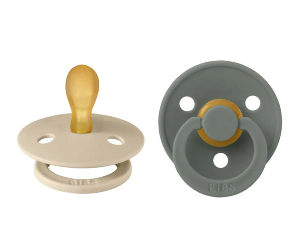 BIBS 2 Chupetes Colour Simétrica Vanilla/Pine^ Chupetes Con Diseños