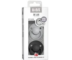 BIBS 2 Chupetes De Lux Cloud/Black Silicona^ Chupetes Con Diseños