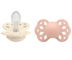 BIBS 2 Chupetes Infinity Simétrica Ivory/Blush^ Chupetes Con Diseños