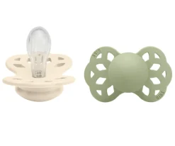 BIBS 2 Chupetes Infinity Simétrica Ivory/Sage^ Chupetes Con Diseños