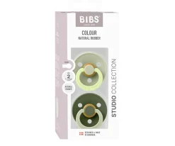 BIBS 2 Chupetes Studio Colour Fusion Round Sage Hunter Green mix^ Chupetes Con Diseños