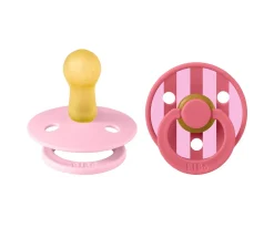 BIBS 2 Chupetes Studio Colour Round Block Baby Pink Coral Mix^ Chupetes Con Diseños