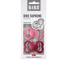 BIBS 2 Chupetes Supreme Coral/Ruby Látex^ Chupetes Con Diseños