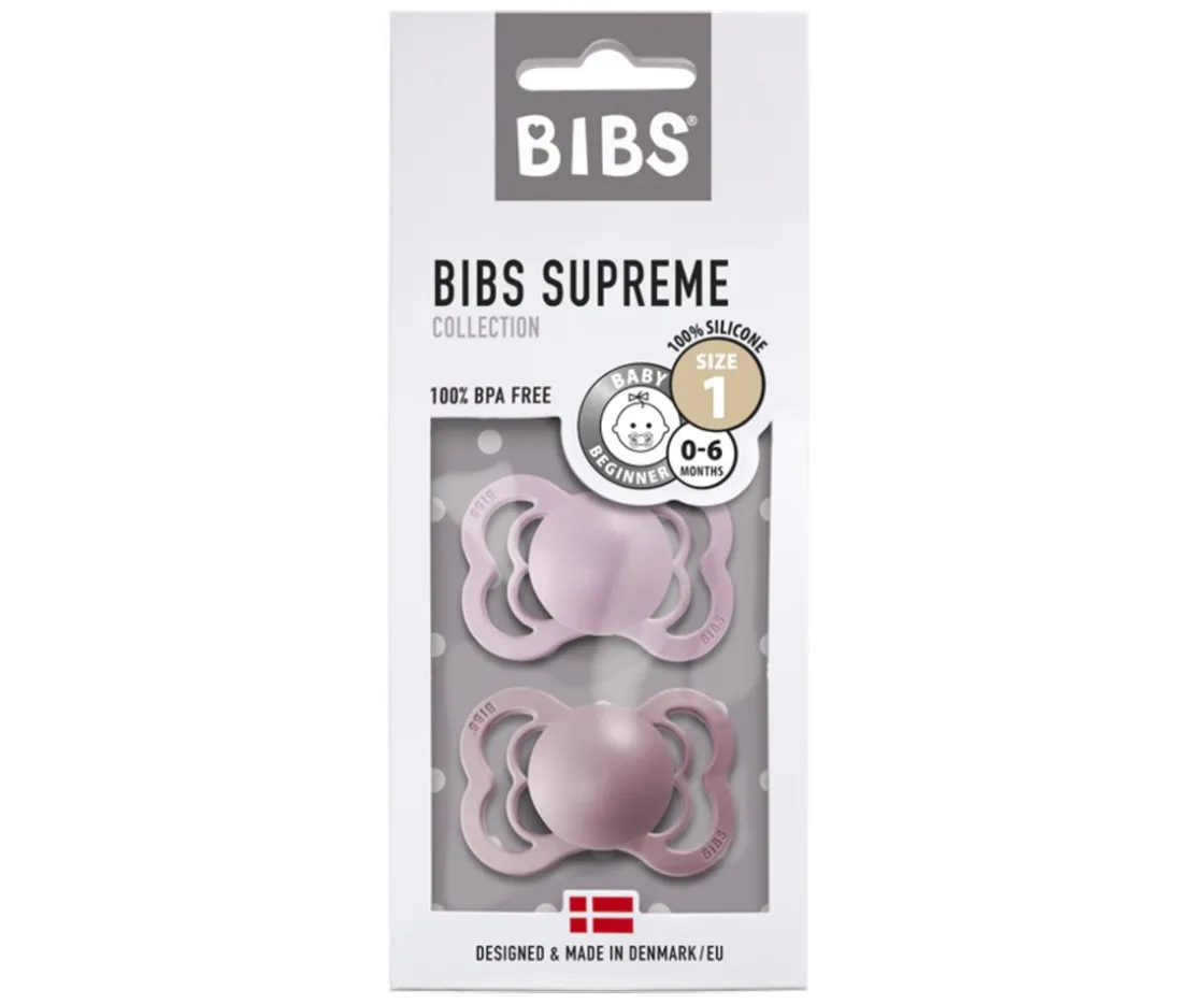 BIBS 2 Chupetes Supreme Heather/Dusky Lilac Silicona^ Chupetes Con Diseños