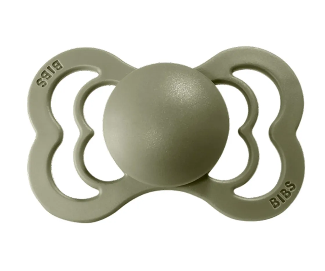 BIBS 2 Chupetes Supreme Honey Bee/Olive Silicona^ Chupetes Con Diseños