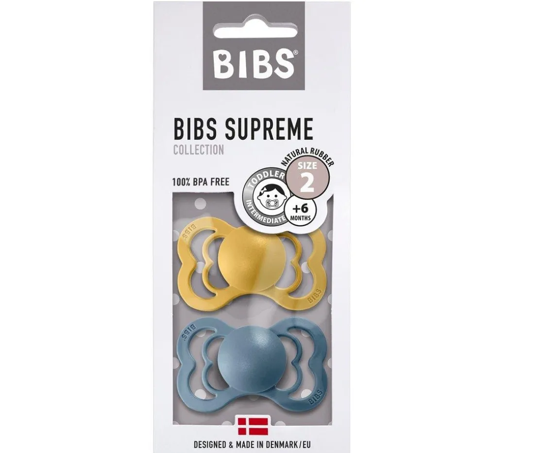 BIBS 2 Chupetes Supreme Mustard/Petrol Látex^ Chupetes Con Diseños