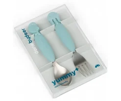 Done by Deer 2 Cubiertos Antideslizantes Yummyplus Sea Friends Azul^ Cubiertos Infantiles