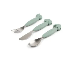 Done by Deer 3 Cubiertos Antideslizantes Deer Friends Green^ Cubiertos Infantiles