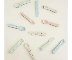 Done by Deer 3 Cubiertos Confetti Sand^ Cubiertos Infantiles