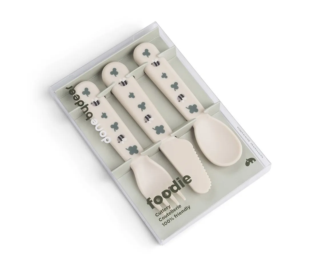 Done by Deer 3 Cubiertos Tiny Farm Sand^ Cubiertos Infantiles