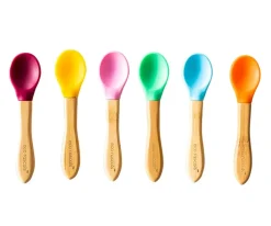 Ecorascals 3 Cucharas Bambú Rosa Verde Amarilla^ Cubiertos Infantiles