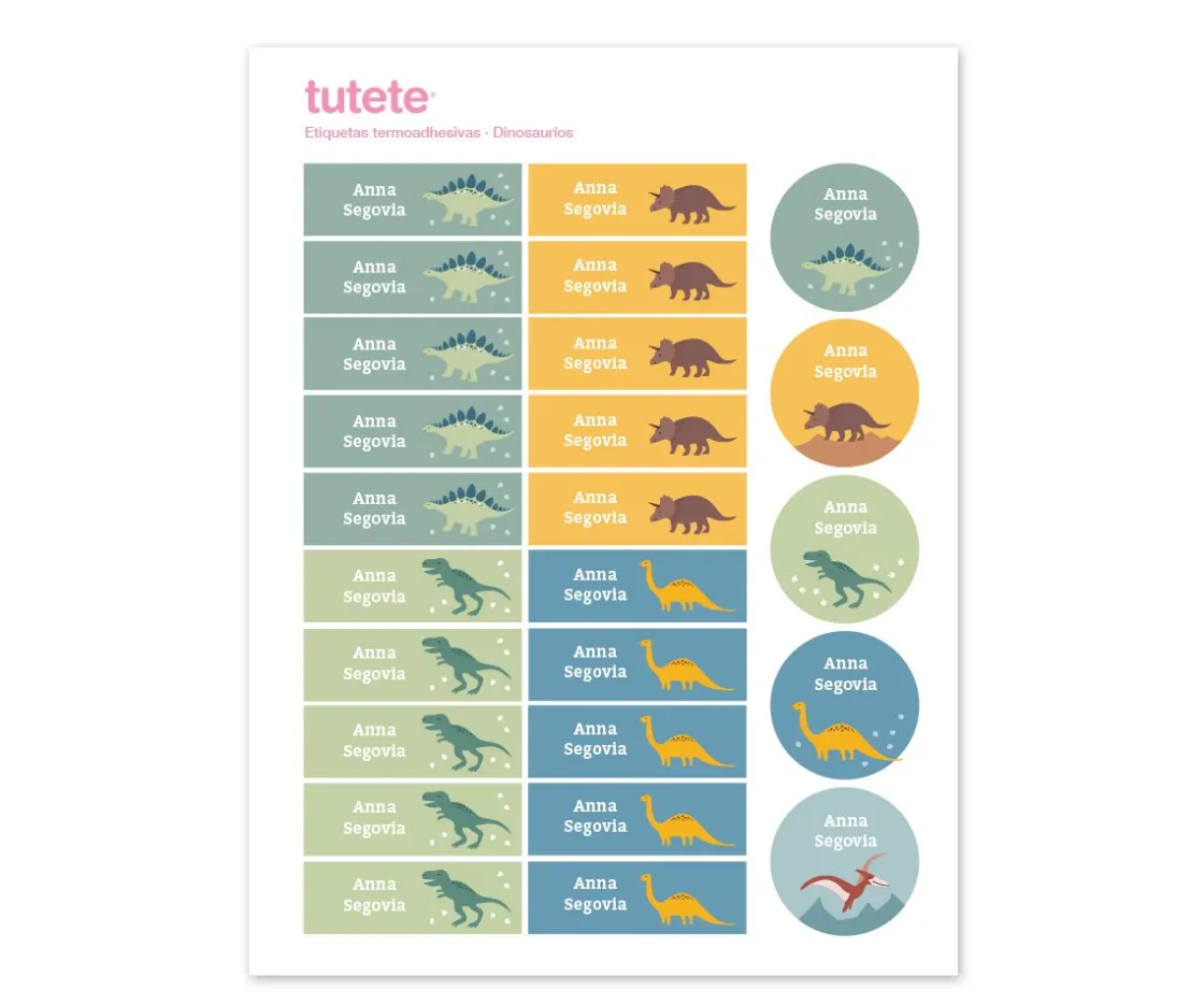 Tutete 25 Etiquetas para Ropa Dinosaurios