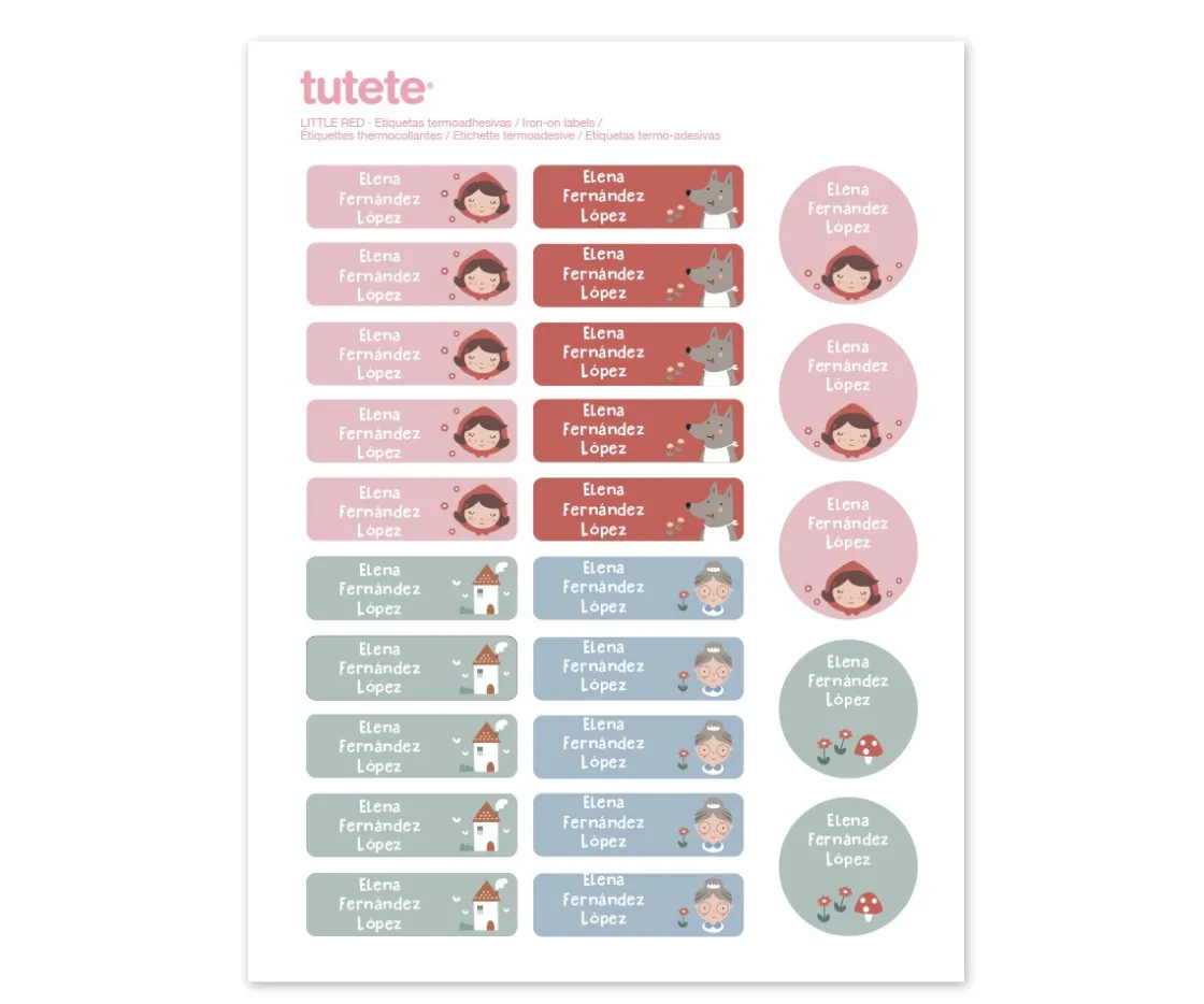 Tutete 25 Etiquetas para Ropa Little Red