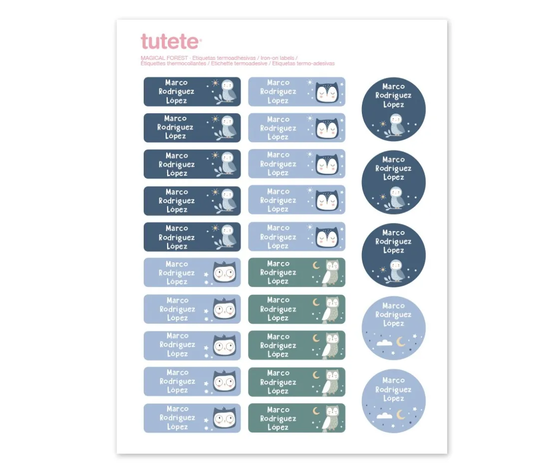 Tutete 25 Etiquetas para Ropa Magical Forest