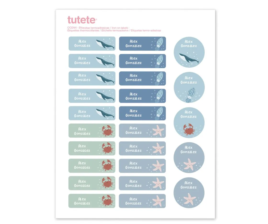 Tutete 25 Etiquetas para Ropa Ocean