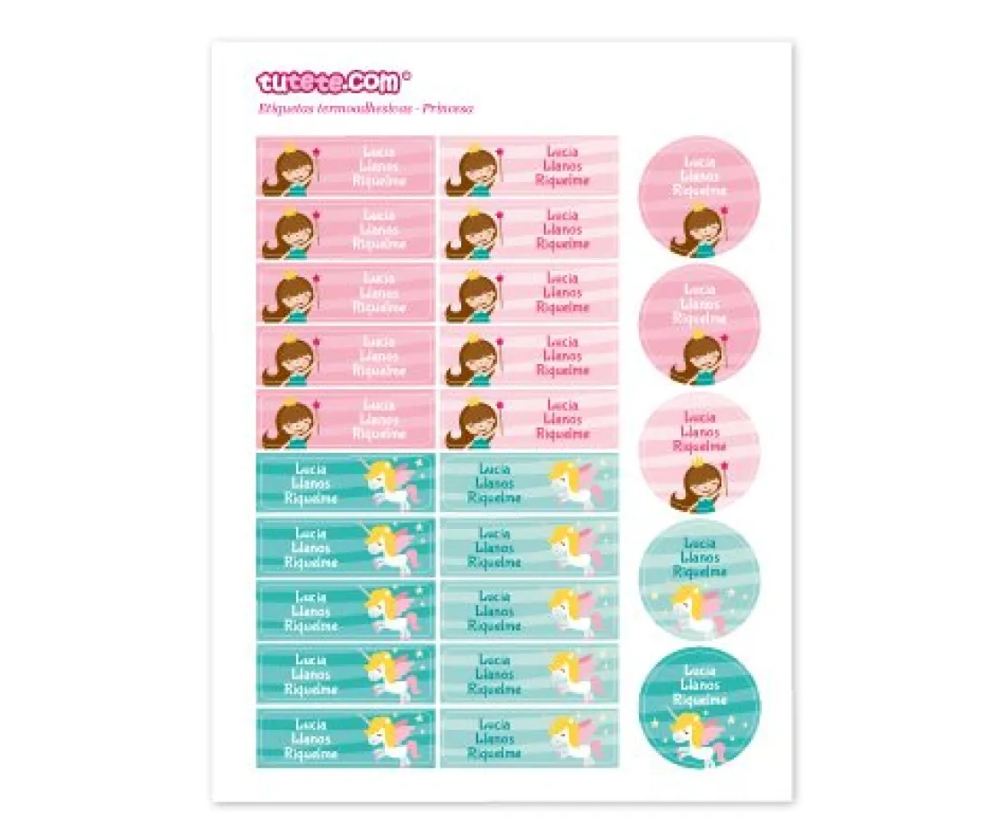 Tutete 25 Etiquetas para Ropa Princesa^ Etiquetas Personalizadas