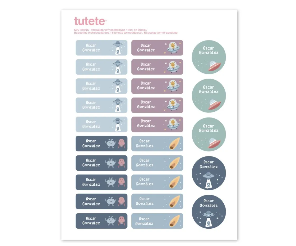Tutete 25 Etiquetas para Ropa The Martians