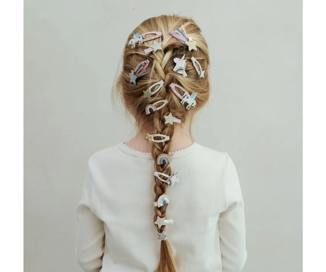 Mimi & Lula 5 Mini Clips Clic Clasc Celeste Unicorn^ Accesorios De Pelo