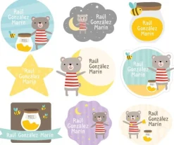 Tutete 30 Pegatinas para Objetos Osito^ Etiquetas Personalizadas
