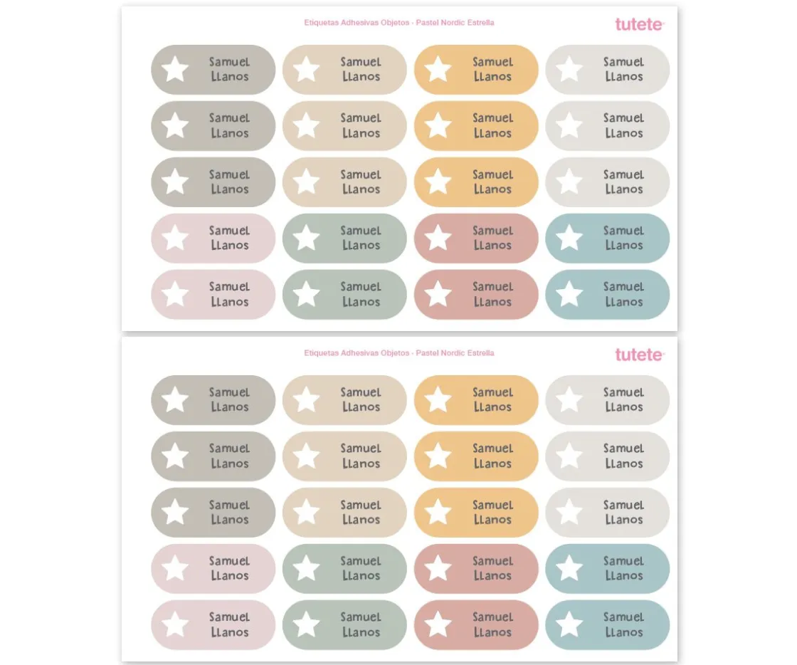 Tutete 40 Pegatinas para Objetos Pastel Nordic Estrella^ Etiquetas Personalizadas