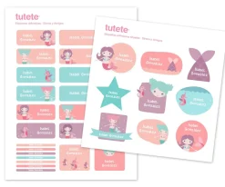 Tutete 30 Pegatinas para Objetos Sirena y Amigos