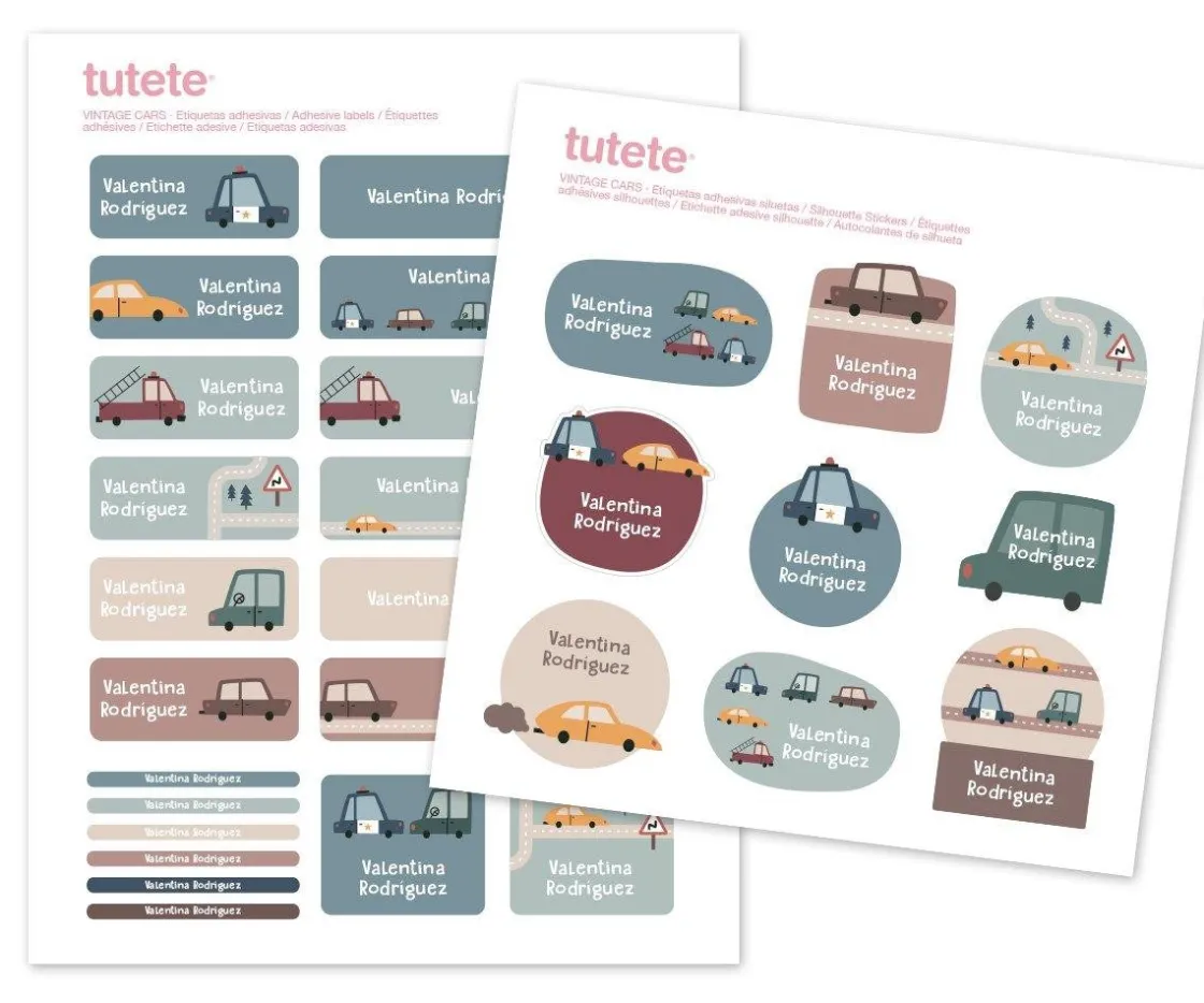Tutete 29 Pegatinas para Objetos Vintage Cars^ Colecciones Vuelta Al Cole