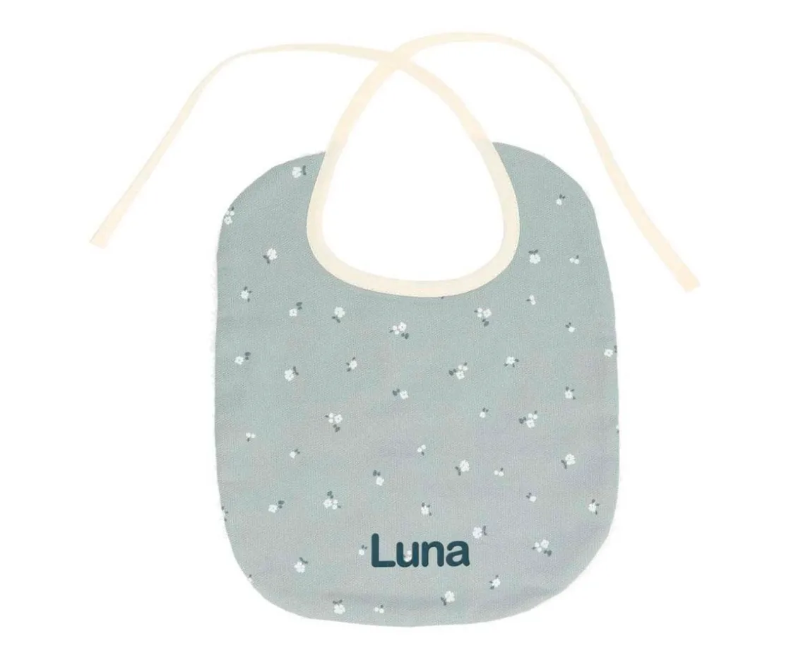 Cristina de Jos'h Babero Algodón Petite Fleur Vert Personalizable