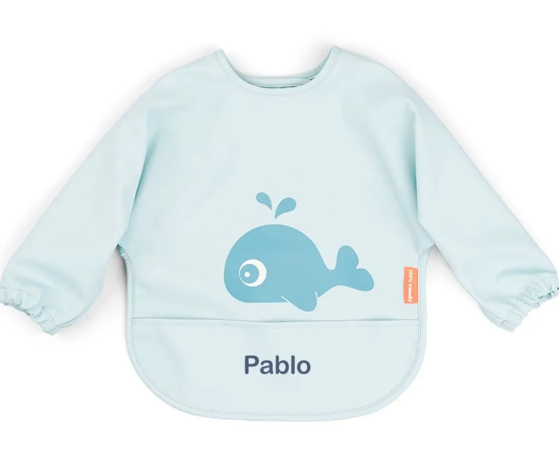 Done by Deer Babero con Mangas Blue Wally 6-18m Personalizable