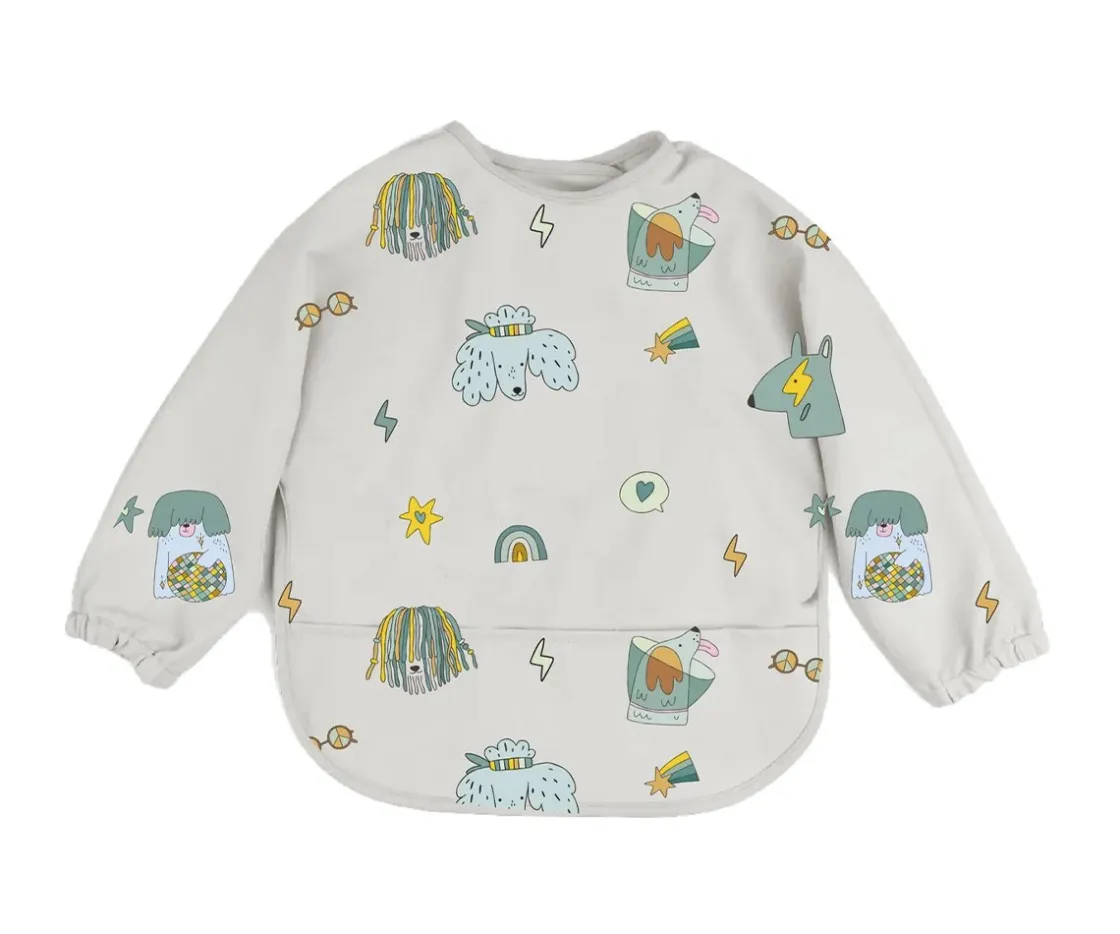 The Cotton Cloud Babero con Mangas Funky Dogs