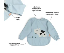 Done by Deer Babero con Mangas Tiny Farm Blue 6-18m Personalizable