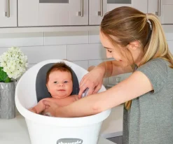 Shnuggle Bath Bañera Shnuggle Blanca Respaldo Gris Estrellitas^Niños Bañeras Bebé