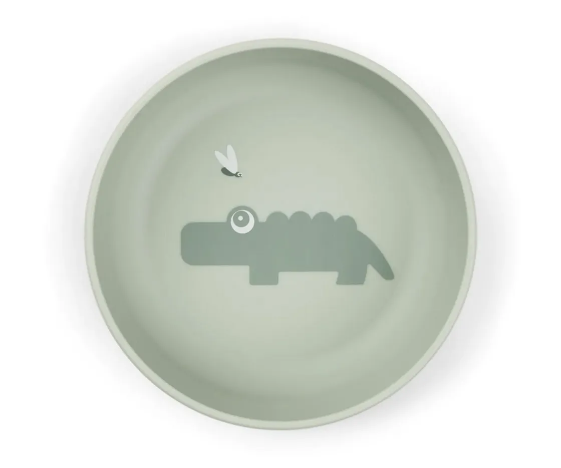 Done by Deer Bol Antideslizante Croco Green^ Vajilla Infantil