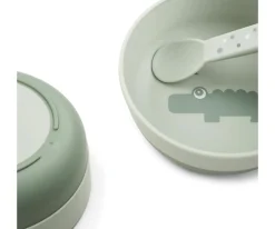 Done by Deer Bol Antideslizante Croco Green^ Vajilla Infantil