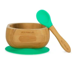 Ecorascals Bol Bambú Verde Eco con Cuchara^ Vajilla Infantil
