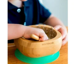 Ecorascals Bol Bambú Verde Eco con Cuchara^ Vajilla Infantil
