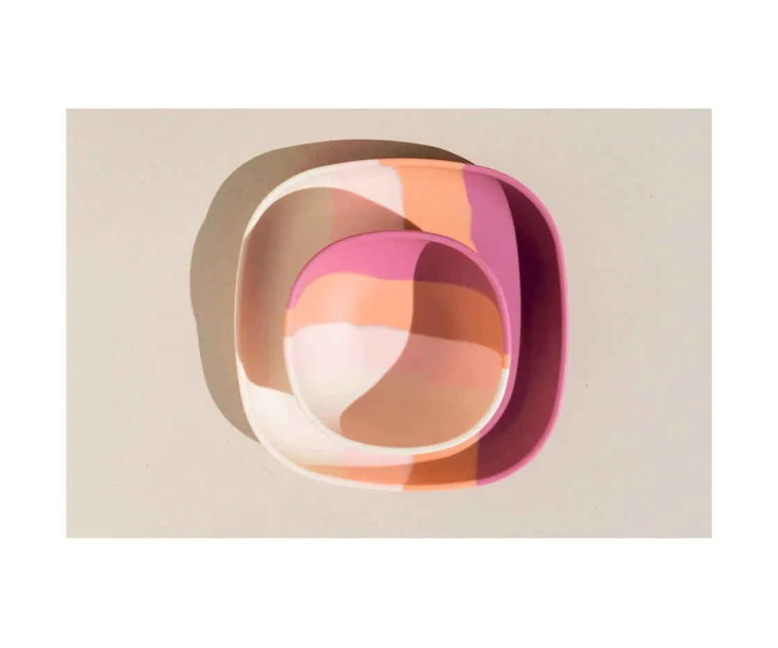Grech & Co Bol con Ventosa Color Splash Mauve Rose Ombre^ Vajilla Infantil