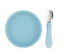 Tutete Bol Silicona + Cuchara Acero Sky Blue^ Vajilla Infantil