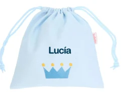 Tutete Textil Bolsa Merienda Personalizada Piqué Corona Azul